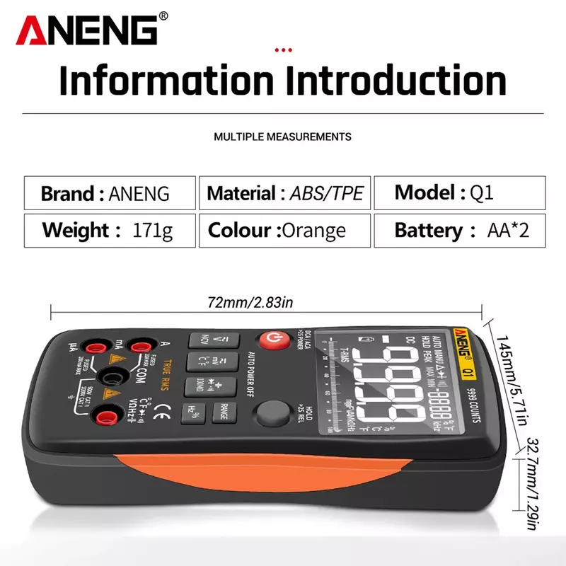 Мультиметр ANENG Q1, аналоговый тестер 9999 транзистор, конденсатор индуктивность-ёмкость-сопротивление