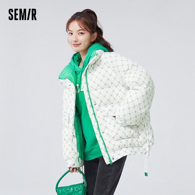 Semir Down Jacket Women with Presbyopia All Over Print Oversize Stand Collar Fashionable Winter Raglan Sleeves Warm Trendy Cool
