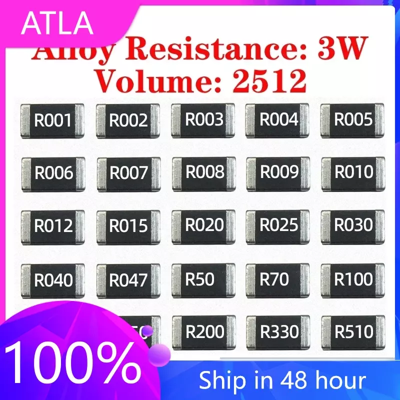20 buah SMD Aloi Resistor Sampling 2512 3W 1% deteksi arus tinggi 0.5R 0.02R R020 R500 0.0002R