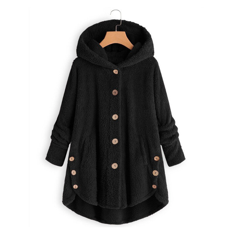 Chaqueta de piel sintética de leopardo para mujer, abrigo de gran tamaño con botones, abrigos largos sueltos, abrigo de piel sintética suave