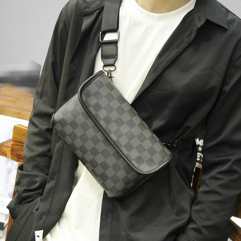 Modna męskie torby Crossbody w kratę w stylu Vintage skórzana torba kurierska dla męskich czarnych pojedynczych torba męska na ramię plecak na ramię