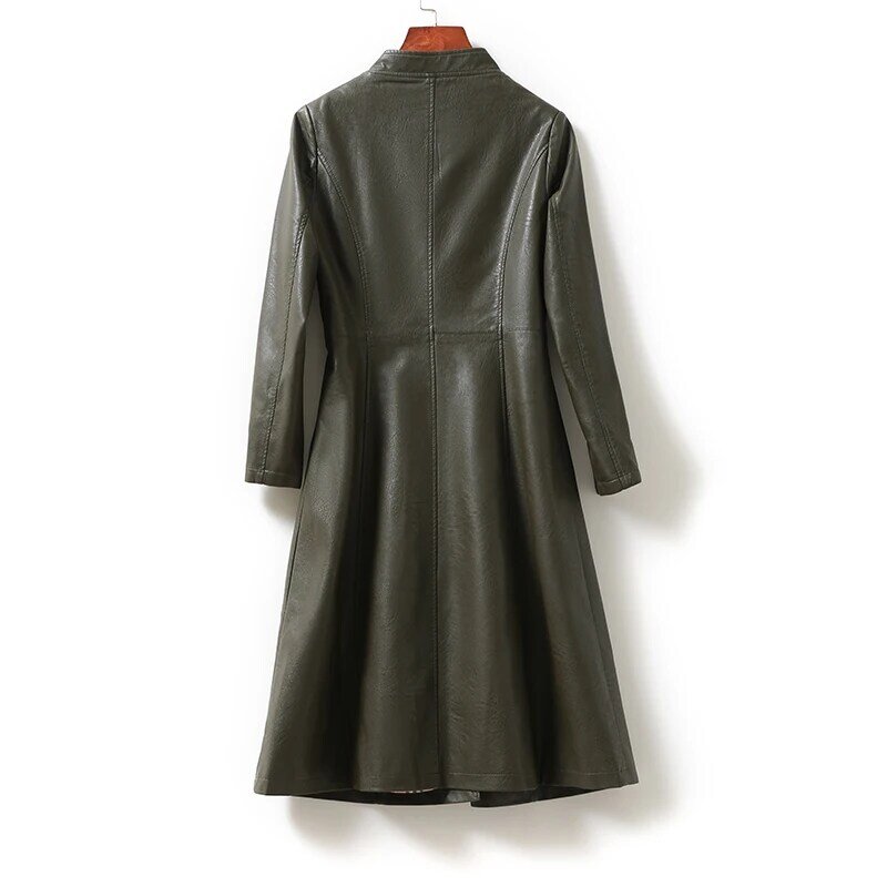 Mantel kulit asli wanita, jaket kulit asli wanita, kantor, ramping, kerah berdiri, Saku, mantel musim gugur 2023