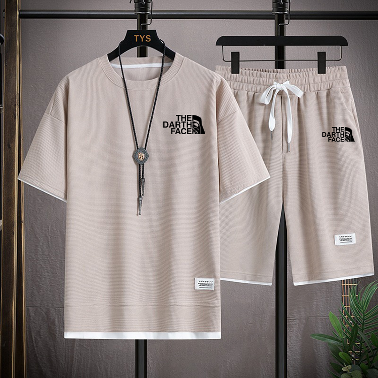 Camiseta de manga curta masculina com shorts esportivos, roupa esportiva coreana, casual, conjunto de jogging, moda verão