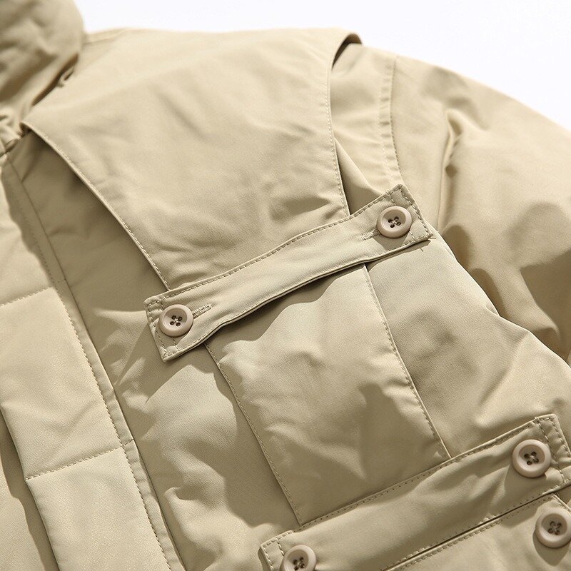 เสื้อโค้ทกันหนาวบุนวมผ้าฝ้ายมีกระเป๋า3D สำหรับผู้ชายแจ็คเก็ตหนาอบอุ่น MODE Korea เสื้อโค้ท Y2k ปาร์ป้าเดอฮอมเบร