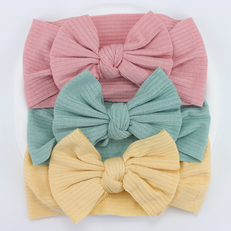 3Pcs/Lot Knit Baby Headband Bow Newborn Elastic Soft Nylon Headbands For Baby Girl Turban Infant Hair Accessories Kids Headwear