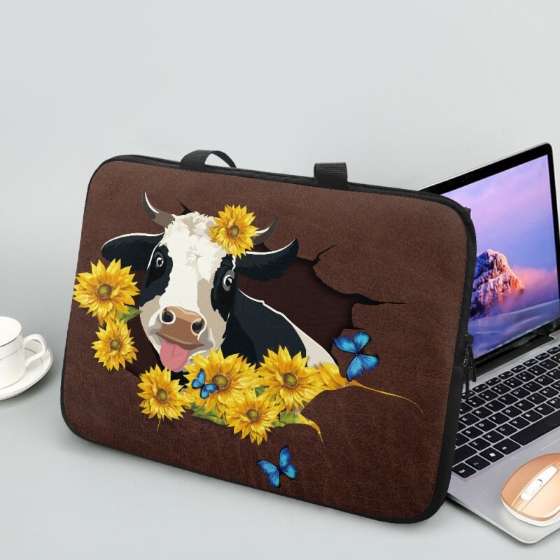 ขายดีกระเป๋าหนังแล็ปท็อปพิมพ์ลายสัตว์ดอกไม้สำหรับ Apple Huawei กระเป๋าเดินทางแบบสากลสำหรับเคสคอมพิวเตอร์10.12.13.15.17นิ้ว