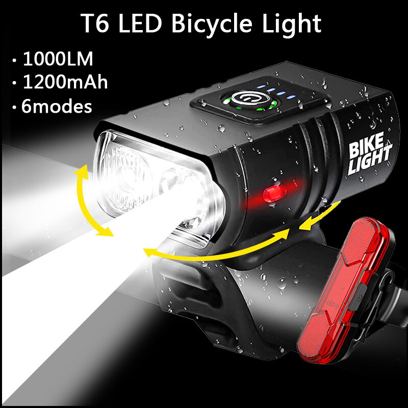 Nuova luce per bicicletta a LED 1000LM USB ricaricabile Display di alimentazione MTB Mountain Road Bike lampada anteriore torcia attrezzatura da ciclismo