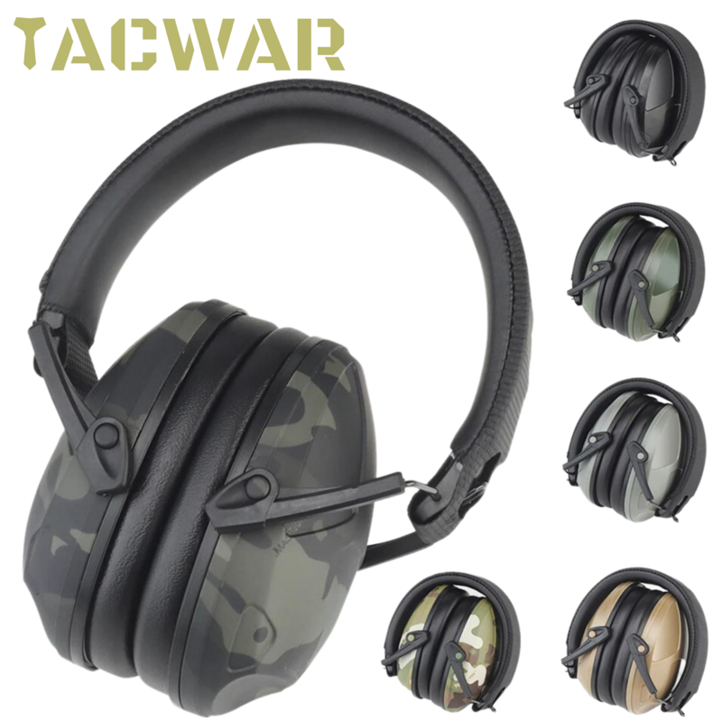 Headset Pengurangan Kebisingan Penembak Taktis IPSC Earmuff Anti Bising Pelindung Pendengaran Earphone Lipat untuk Berburu Menembak