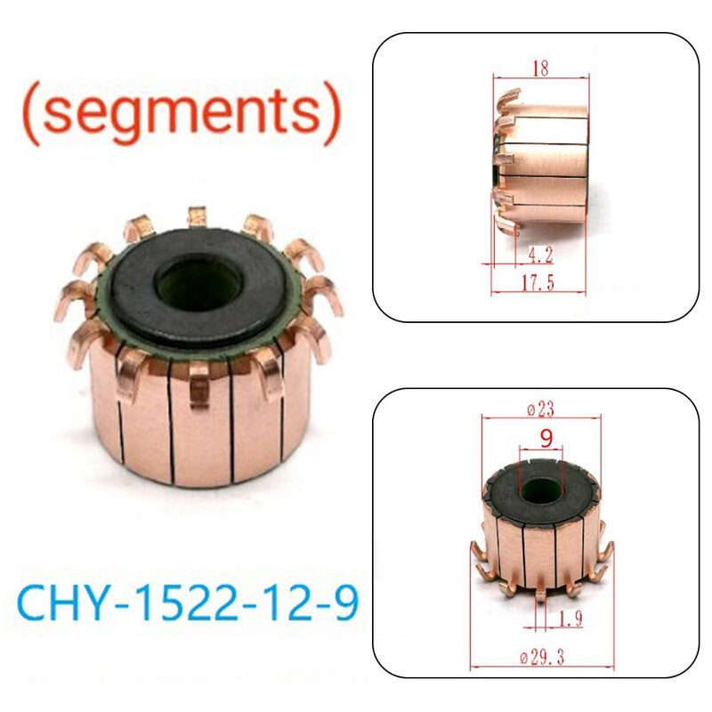 Kommutator Hochleistungs-12p-Kupfermotor-Kommutator 9 × 23 × 175(18) mm aus gezeichnete elektrische und mechanische Eigenschaften