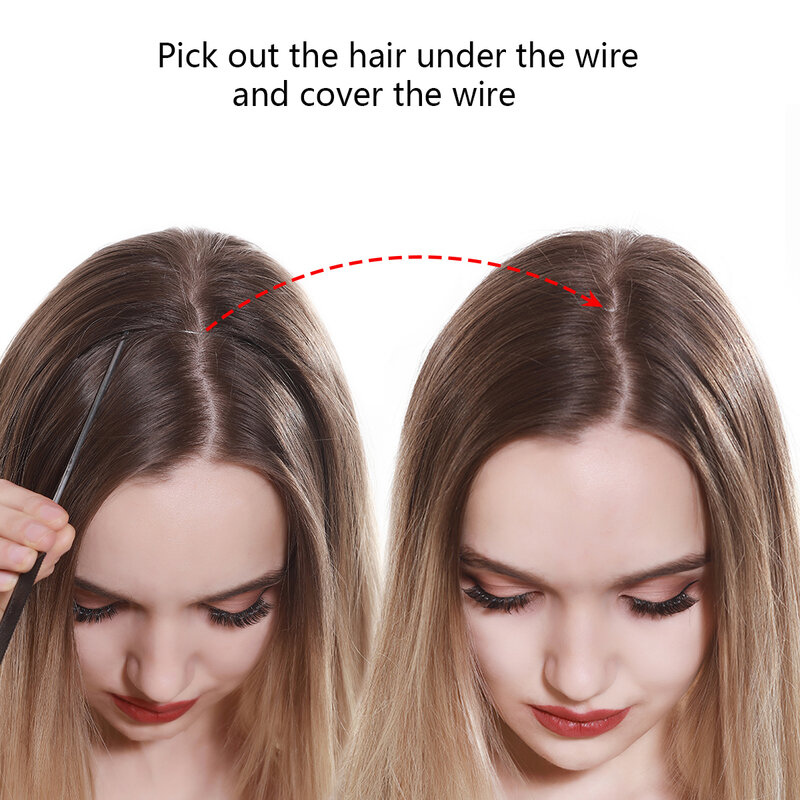 Synthetische No Clip Wave Hair Extensions Ombre Natuurlijk Zwart Blond Roze Uit Één Stuk Valse Haarstukje Vislijn Nep Haarstuk