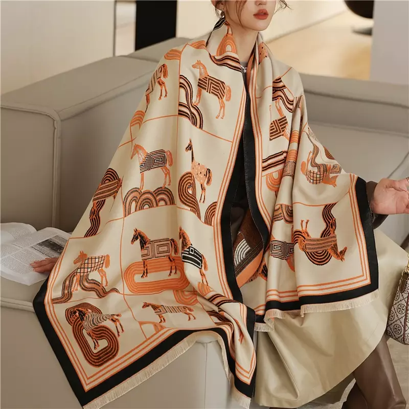 Foulard en cachemire pour femme, écharpe Pashmina chaude, de luxe, épaisse et douce, châle, nouveauté 2022