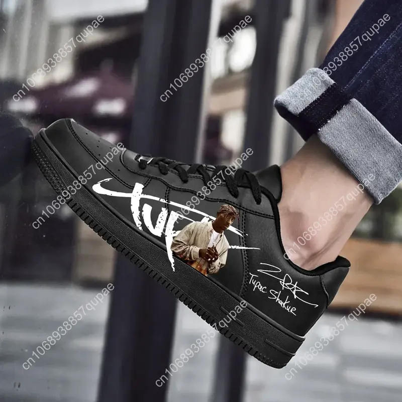 Sepatu Rap 2Pac Tupac AF basket semua Eyez on Me sepatu flat olahraga lari pria wanita Sneakers berenda jaring sepatu buatan khusus