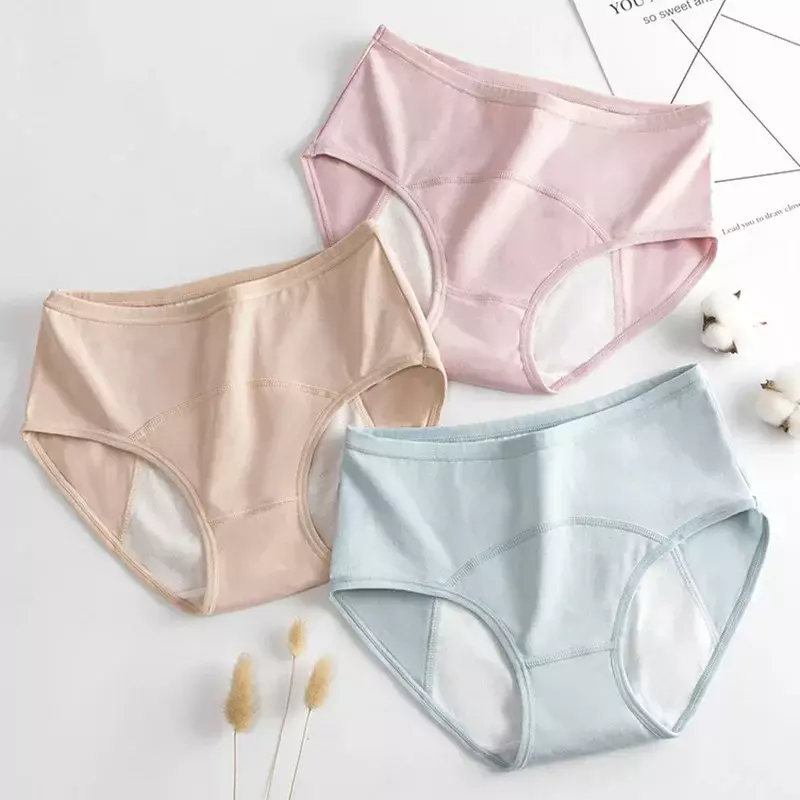 Physiological Panties Large Size High Waist Menstruation Front and Back Anti Side Leakage Design Breathable Cotton Panties Women