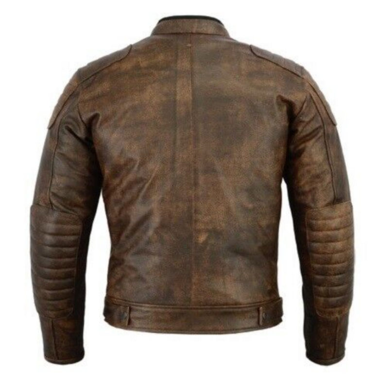Chaqueta de cuero marrón para hombre, moda para motocicleta, tendencia de moda europea y americana