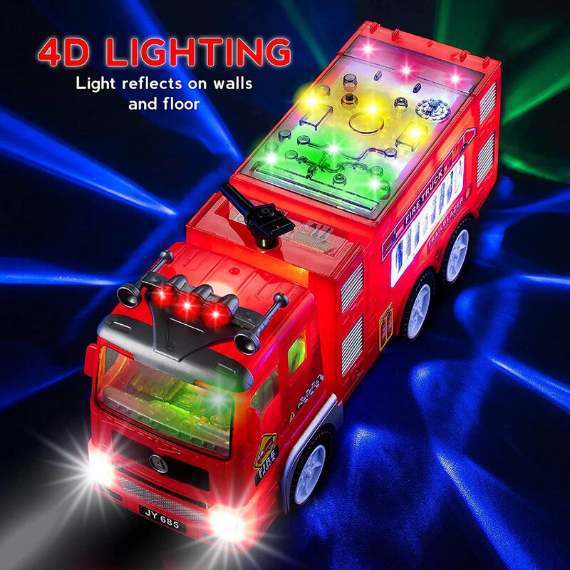 لعبة أطفال المطافئ الكهربائية مع أضواء ساطعة ساطعة 4D وأصوات صفارات الإنذار الحقيقية عثرة والذهاب لعبة إطفاء سيارات الإطفاء للأولاد