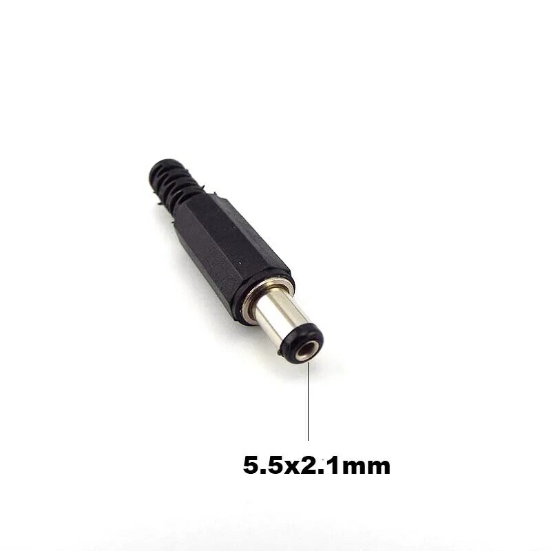 Enchufe de fuente de alimentación de CC de 9mm/14mm, conector adaptador de conector de montaje macho de 5,5mm x 2,1mm, carga de cable de enchufe para proyectos de bricolaje