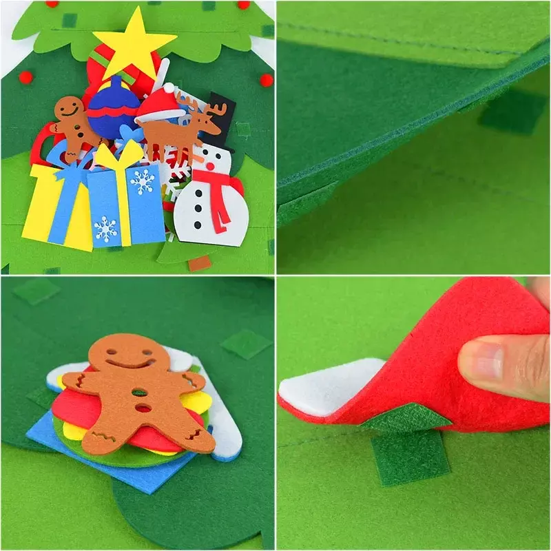Árbol de Navidad de fieltro artesanal para niños, decoraciones de Feliz Navidad para el hogar, adorno de Navidad, regalos de Papá Noel, juguete de Año Nuevo, 2023