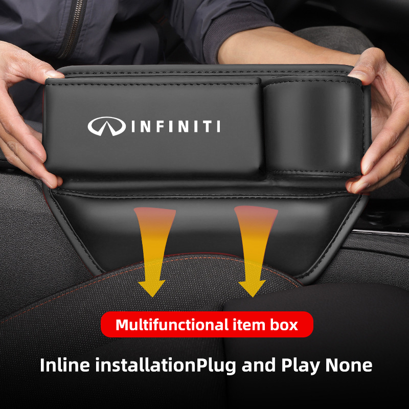 Leather Car Seat Crevice Storage Box For Infiniti FX35 Q50 Q30 ESQ QX50 QX60 QX70 EX JX35 Seat Organizer Gap Slit Filler Holder