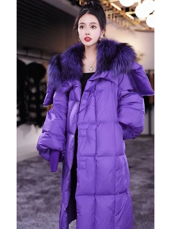 Giacca cappotto in cotone viola piumino donna all'inizio della primavera