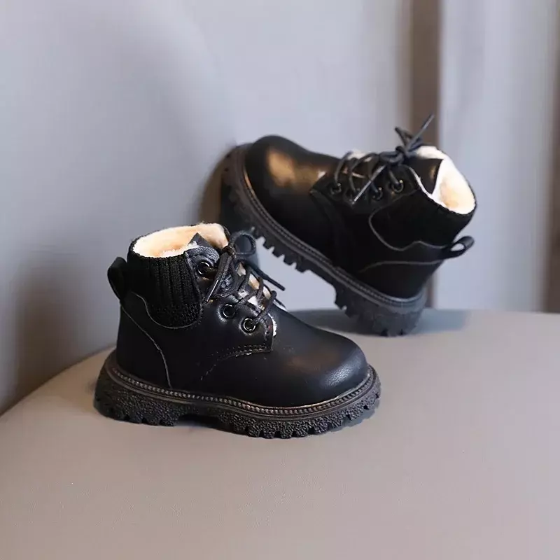 Sepatu Bot Salju Anak Laki-laki Perempuan Katun Tebal Hangat Musim Gugur Musim Dingin Sepatu Bot Katun Kulit Anak-anak Kecil Balita Fashion