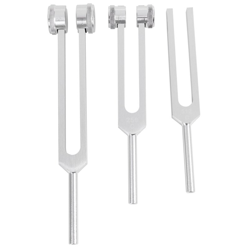 Juego de 3 tenedores de afinación sensoriales de aluminio, piezas, C 128, 256, 512