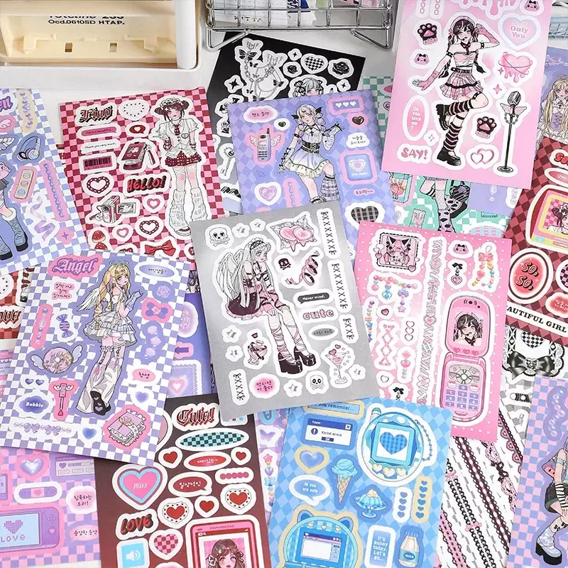 40 buah Kawaii Scrapbook stiker buku gadis Rhapsody Scrapbook perlengkapan buku harian perencana dekoratif kerajinan alat tulis stiker