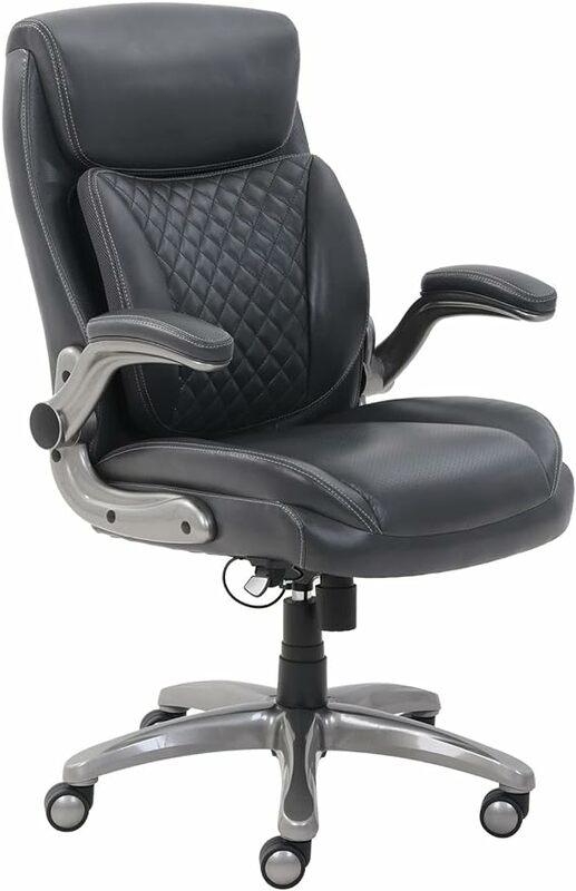 Amazon Basics-silla ergonómica de escritorio para oficina, sillón ejecutivo con reposabrazos abatible, altura ajustable, inclinación y soporte Lumbar