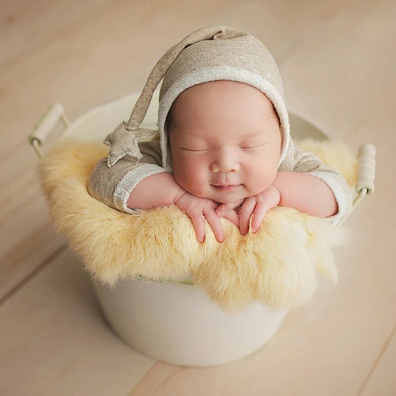 2023 neugeborenen Fotografie Requisiten Kaninchen Fell Für Baby Mädchen Geburt Foto Zubehör Neue Geboren Foto Schießen Hintergrund Decke Wraps