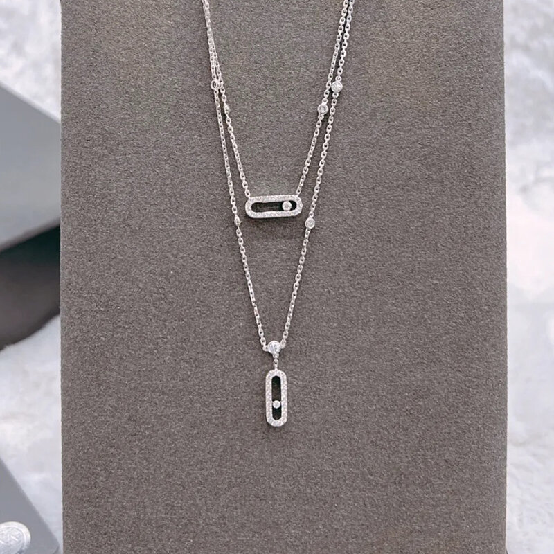 Classic S925 sterling silver women's mobile phone double necklace, European and American style, original luxury brand.
