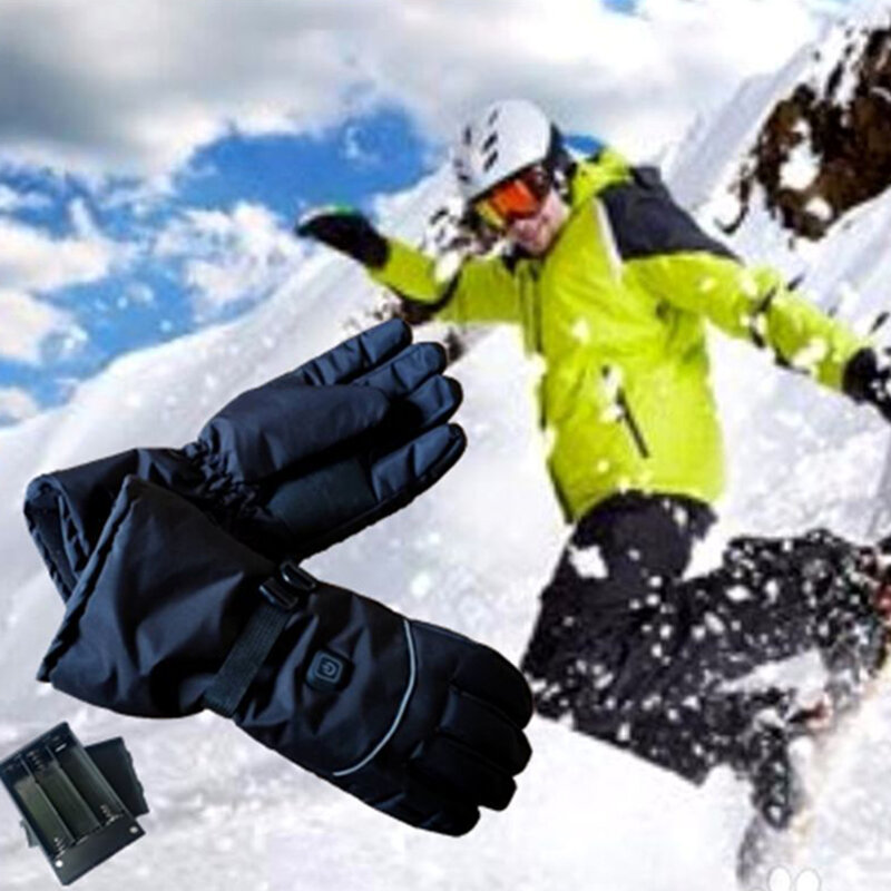 Guantes calefactados de esquí para hombres y mujeres, guantes calefactables con batería, a prueba de viento, pantalla táctil, montar, esquiar, motocicleta, Invierno