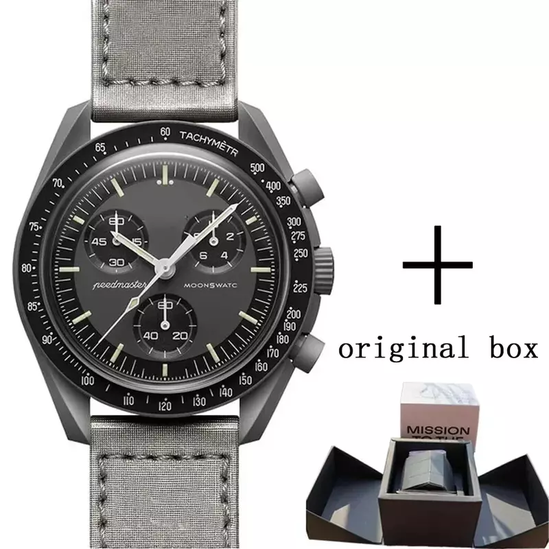 2024 Original marke mit Original Box Moon Uhren für Männer Kunststoff gehäuse Armbanduhr Chronograph erkunden Planet aaa männliche Uhren