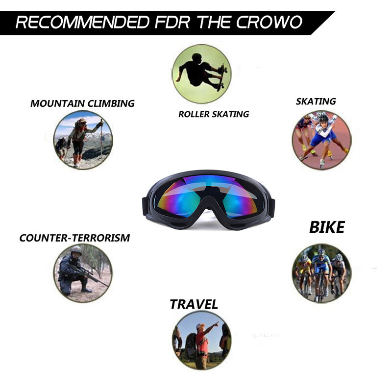 눈부심 방지 오토바이 안경, 자전거 모토크로스 선글라스, 스포츠 스키 고글, 방풍 방진 UV 보호 장비 액세서리