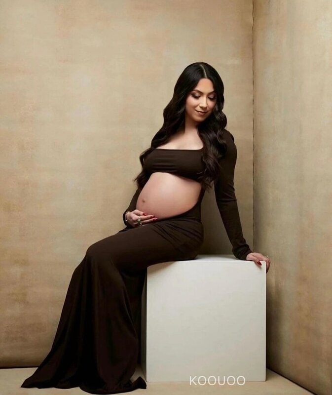 Zwangerschapsjurken Voor Fotoshoot Sexy Uitgesneden Open Open Rug Maxi Jurk Trouwfeest Fotografie Zwangere Vrouwen Kleding