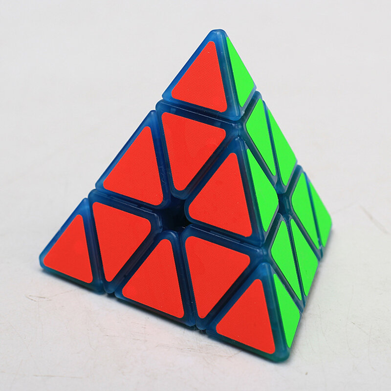Leuchtblau magnetische Pyramide 3x3 Würfel magische Geschwindigkeit Puzzle Cubo Magico Aufkleber lose Spielzeug für Kinder Speed Cube 3x3