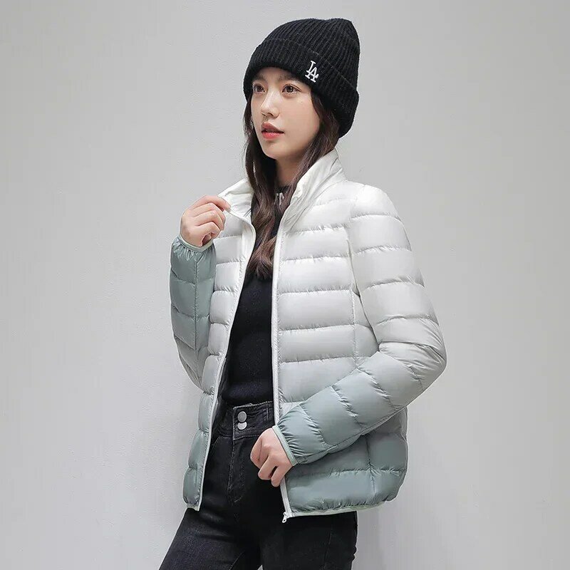 여성용 그라데이션 캐주얼 다운 재킷, 야외 방풍 다목적 재킷, 휴대용 슬림핏 보온 재킷, 겨울