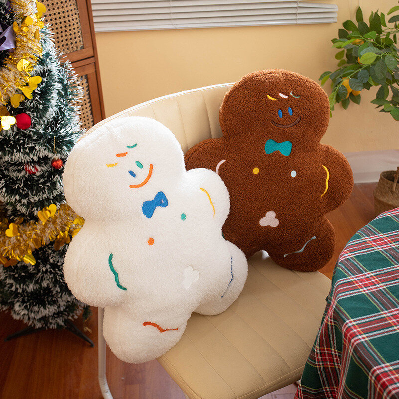 Almohada de relleno de árbol verde de Navidad, cojín de juguete de felpa de hombre de jengibre, cojines de sofá de sala de estar, cojín de cama, regalo para niños