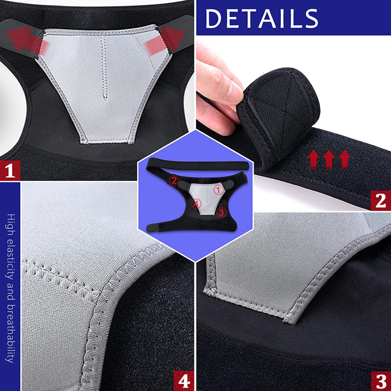 Almohadilla de soporte de hombro ajustable, correa de neopreno, mangas de compresión, protector de espalda
