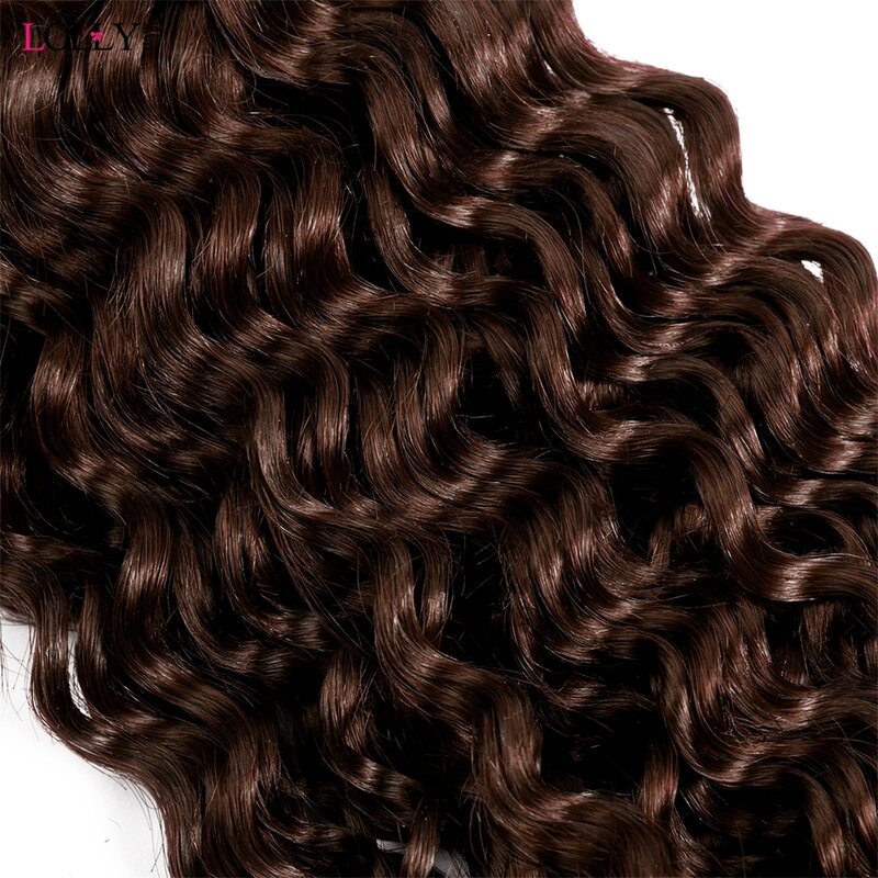 Extensiones de cabello humano para mujer, mechones de pelo marrón Chocolate, ondulado profundo, sin trama, #4