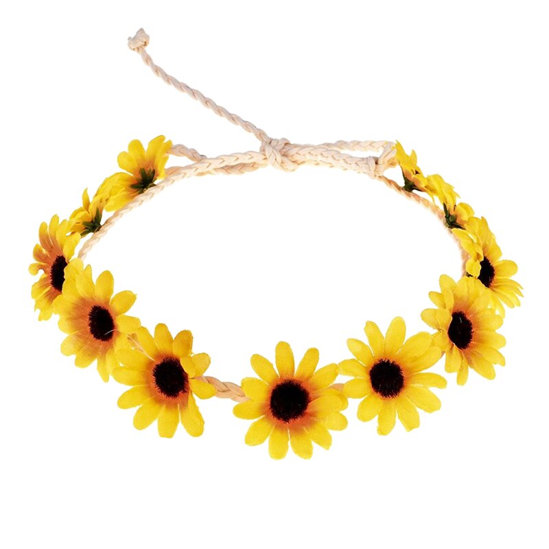 Aksesoris rambut mahkota bunga matahari musim gugur aksesoris rambut liburan pengantin dengan aksesoris rambut bunga matahari