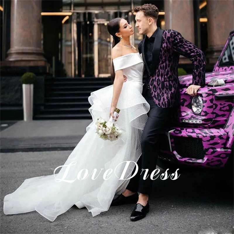 Amor-elegante V-Neck Backless vestido de noiva plissado, vestido de casamento sem mangas, fora do ombro, MeiMaid mancha, até o chão, 2024