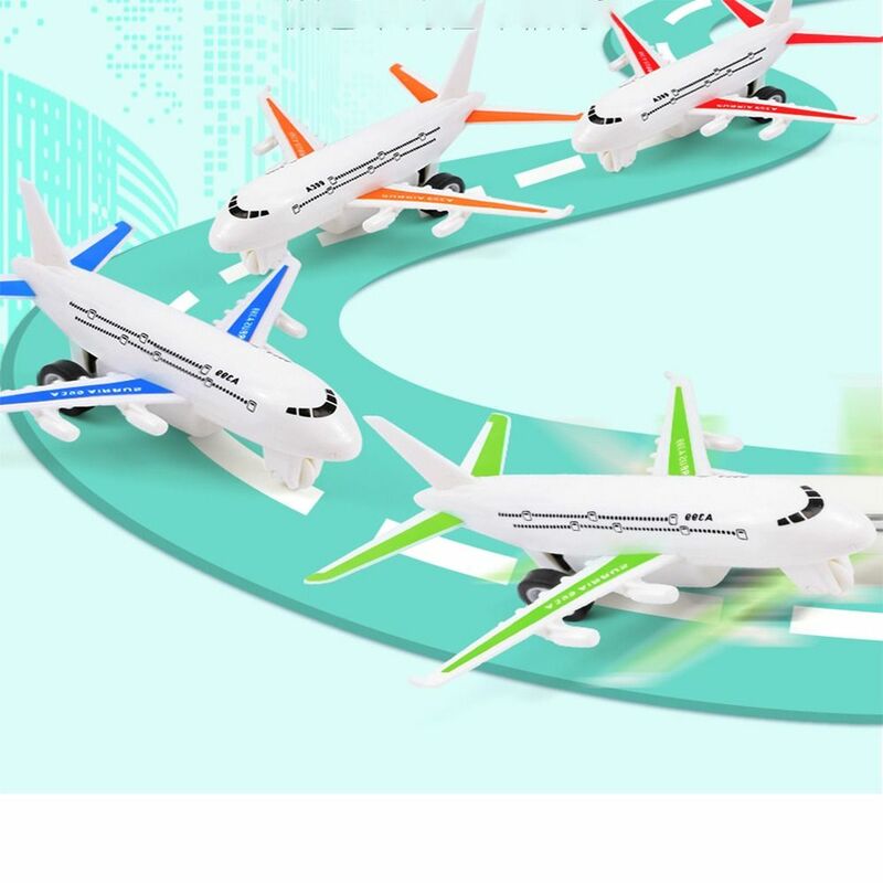 4 szt. Losowe kolorowe odciągane zabawki samoloty Model symulacyjny plastikowe symulacyjne lalki samolotowe odciągają samolot pasażerski dla dzieci