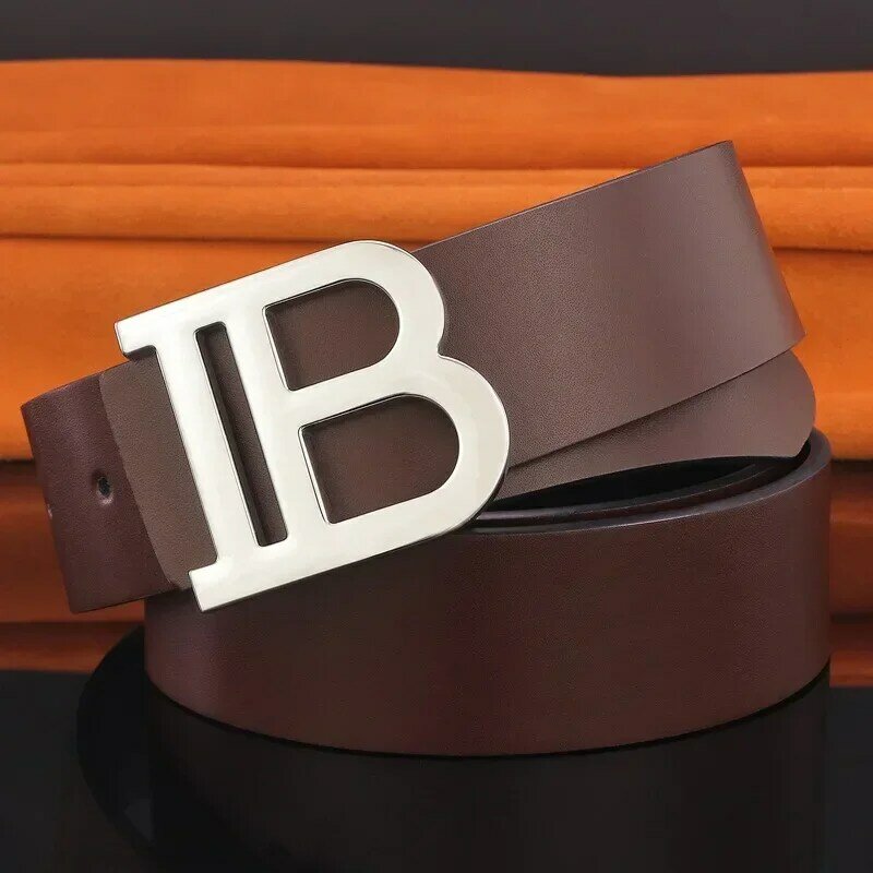 High Quality Letter Belt for Men Slide Buckle B Belts Mens Brand Genuine Leather Designer Balck Waistband Male Casual Ceinture