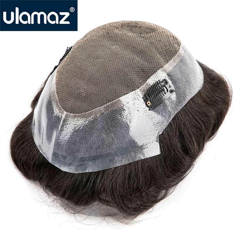 Australia Toupee With Clip French Lace Man Wig Clip-On Mens Hair Replacement System Male Hair Prosthesis Remy Hair Wig For Men