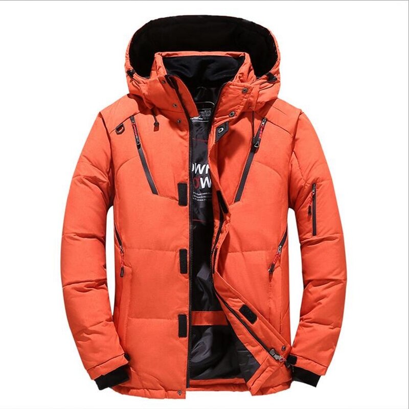 -20 Degree Winter Men's Clothing Down Parka Thick Warm White Duck Down Jacket Male Hooded Windbreaker Puffer Jackets Loose Coats