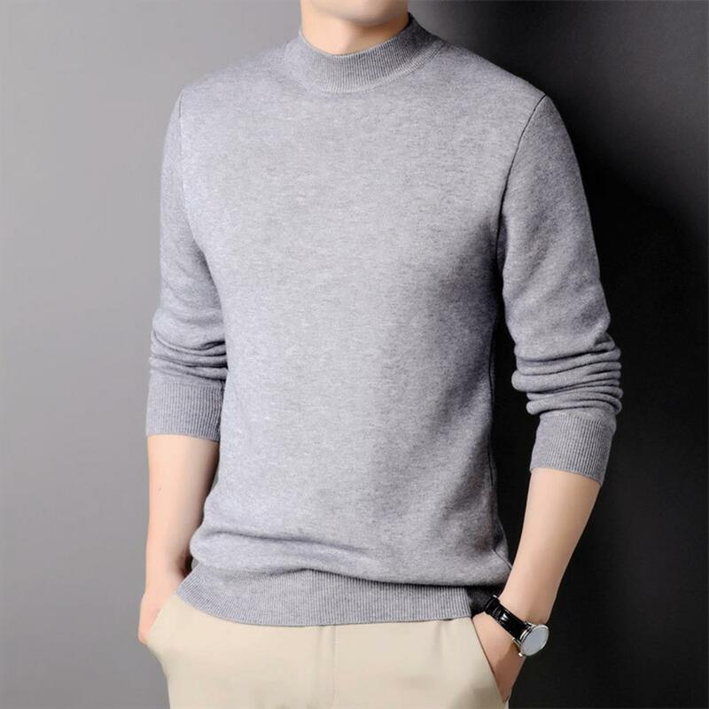 Winter Men Sweater Stylish Cozy Men's Business Sweaters Soft Knitted Round Neck Slim Fit Anti-shrink for Fall Winter Seasons
