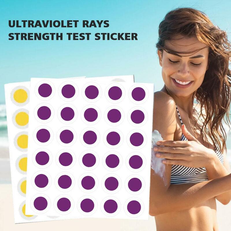 Stiker tabir surya pendeteksi UV, 60 buah stiker tabir surya tahan air dengan perekat deteksi pengingat transparan Pat Sunny D8Z3