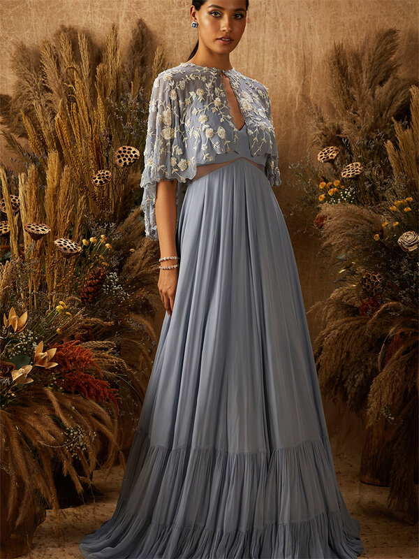 クラシックな空中ブランコドレス,半袖,ロマンチックなスタイル,地面の長さ,イブニングドレス,チャーミング,2024