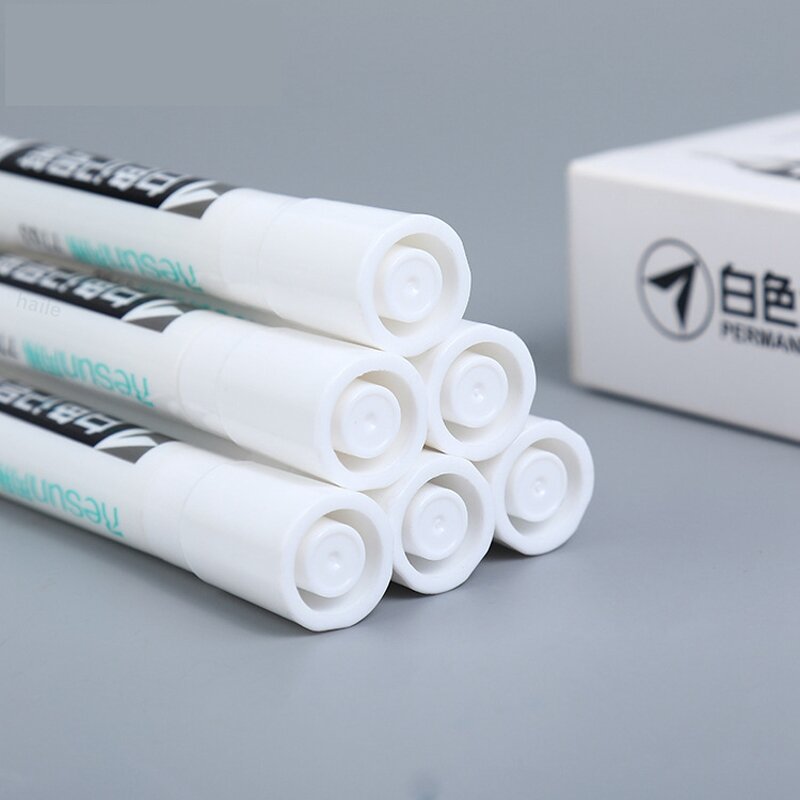 Haile 1/3pcs Permanent Oily White Markers Pens Waterproof Tire Painting Graffiti Environmental Gel Pen Notebook Drawing Supplie
