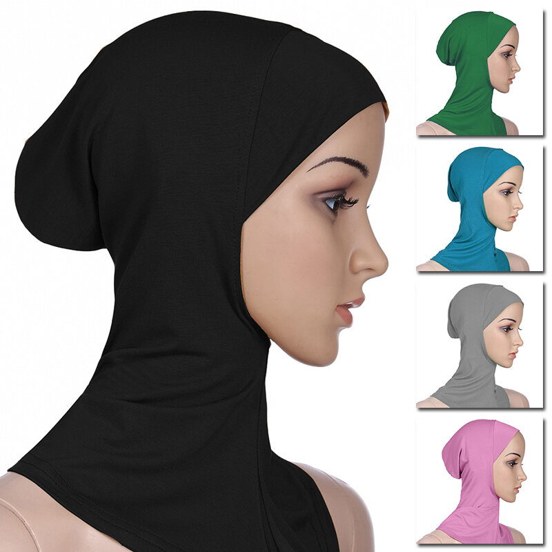 Hijab en jersey de polyester pour femme musulmane, écharpe longue, châle uni, turban doux, enveloppes de tête, mode, 1 pièce