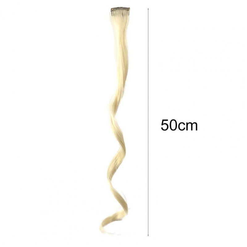 50cm Colored Hair Piece Traceless One Piece Adjustable Hair Extension High Temperature Silk Long Curl Hanging Ear Wig For Girls